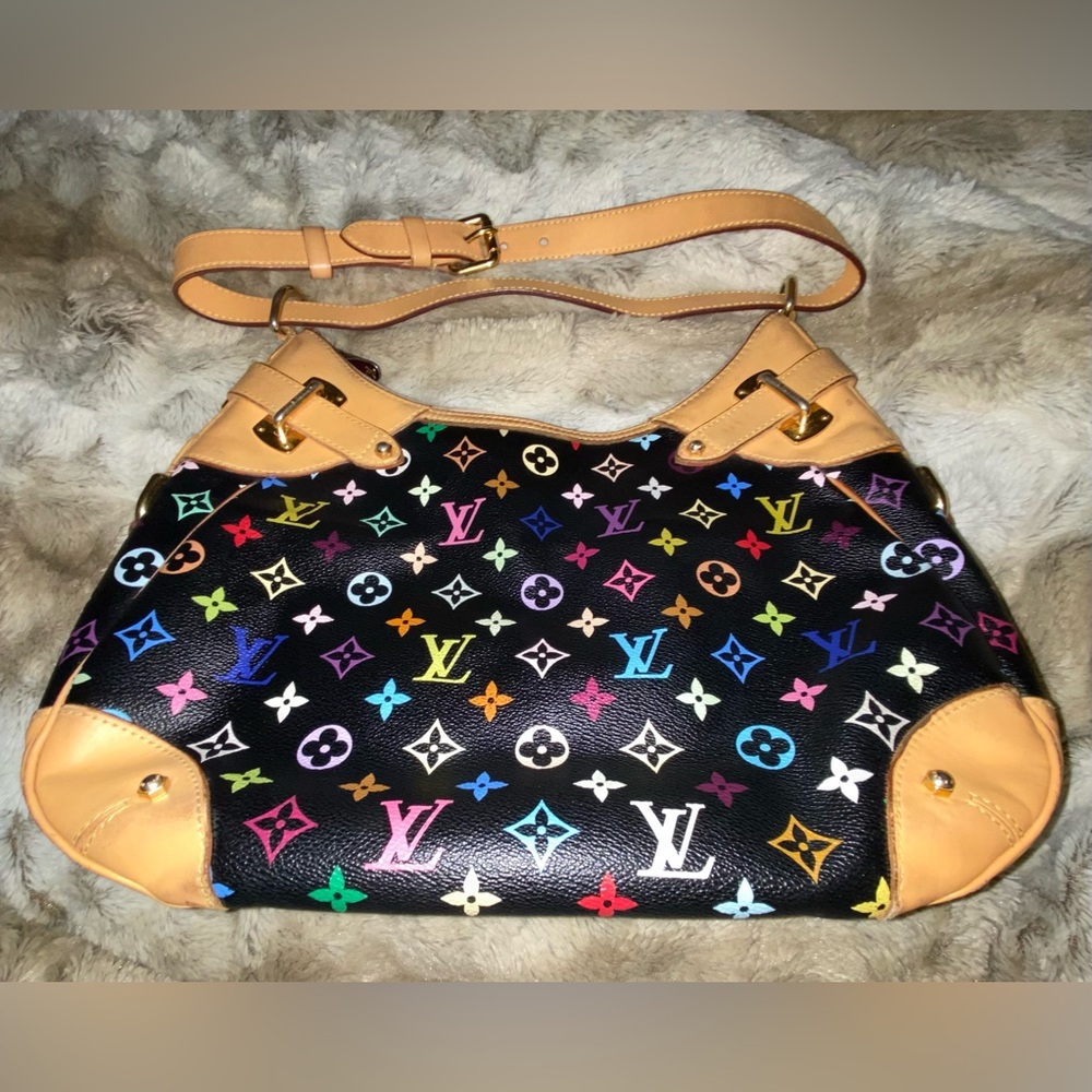 ✨Authentic Louis Vuitton Murakami Greta Noir Canvas Shoulder Bag GUC ✨ - Picture 5 of 6